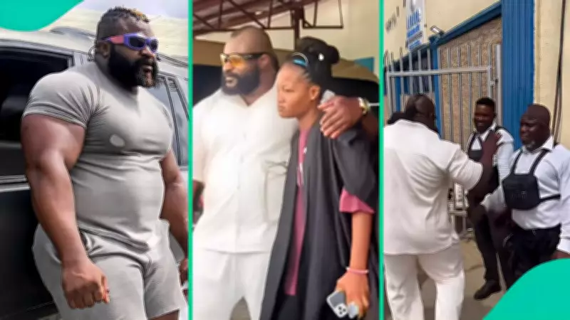 Kizz Daniel's Bouncer Kelvin Power Attends Daughter's Matriculation, Video Goes Viral