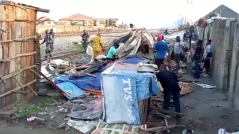 Lagos Task Force Clears Fagba Railway Corridor as Miscreants Torch Area to Evade Arrest