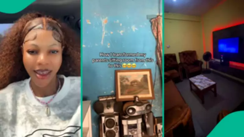 Nigerian Lady's Viral TikTok Shows Heartwarming Sitting Room Makeover for Parents