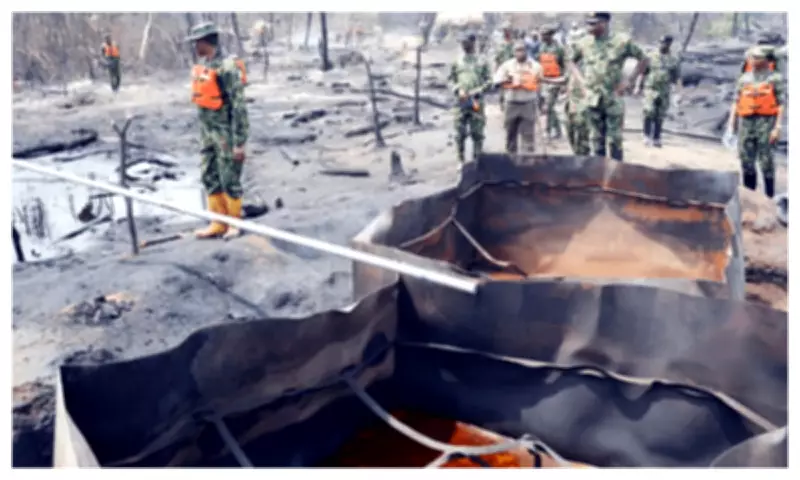 Nigerian Navy Destroys Illegal Crude Oil Storage Site in Rivers State