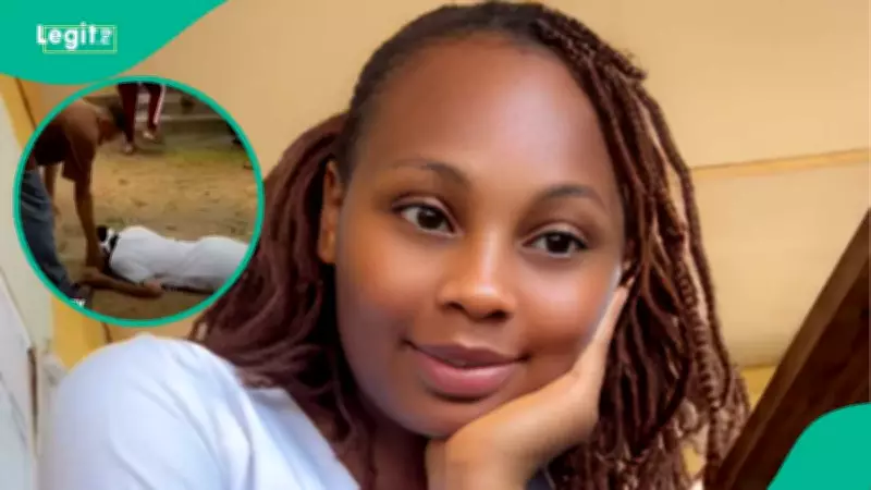 Nigerian Nurse Graduate Prostrates in Gratitude to Brother Who Funded Her Education