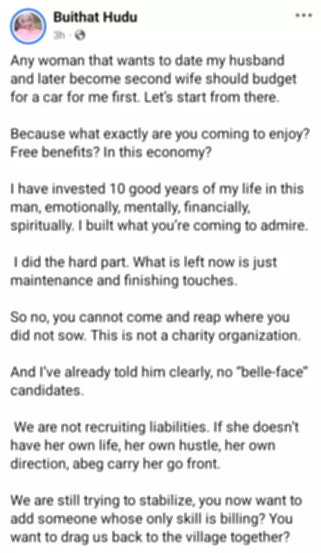 Nigerian Woman Sets High Bar for Husband's Second Wife: 'Come with Value, Not Expenses'