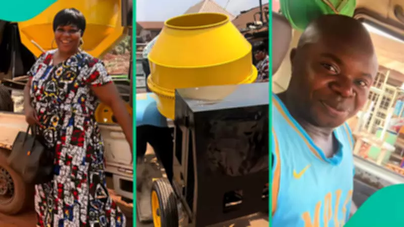 Nigerian Woman's Concrete Mixer Gift to Husband Goes Viral, Celebrates Love and Support