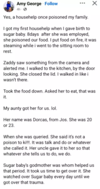 Nigerian Woman's House Help Caught Poisoning Family Food 8 Days After Employment