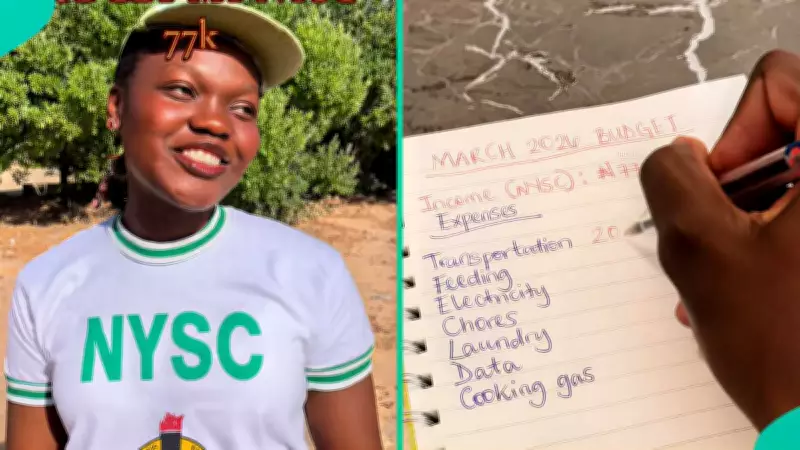 NYSC Member's Viral Budget Breakdown for N77,000 Monthly Allowance Sparks Debate