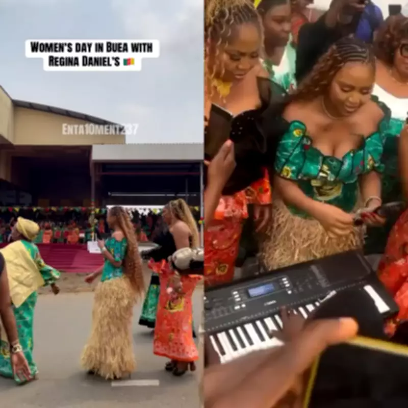 Regina Daniels and Mother Rita Join International Women's Day March in Cameroon