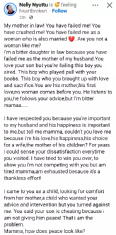 Woman's Heartbreaking Open Letter to Mother-in-Law: 'You Have Failed Me'