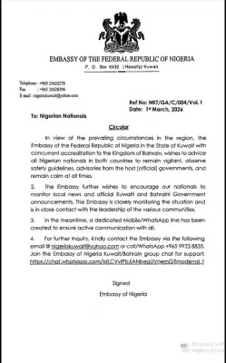 Nigeria Issues Travel Advisory for Citizens in Kuwait and Bahrain Amid Regional Tensions