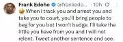 Frank Edoho Threatens Legal Action Over Defamatory HIV Claims on X
