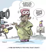 Nigerian Newspaper Cartoon Satirizes Current Political and Social Issues