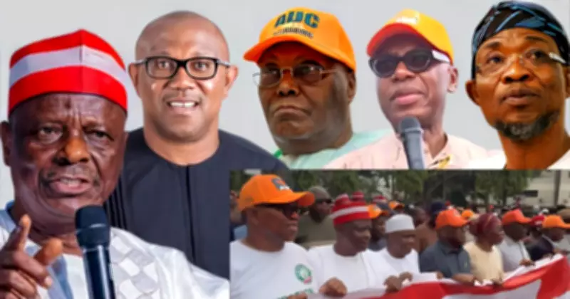 ADC Leaders Including Atiku, Obi, Kwankwaso Protest INEC Partisanship in Abuja