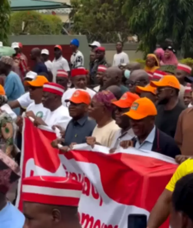 Atiku, Obi, Melaye Lead 'Save Democracy' Protest at INEC Abuja Headquarters