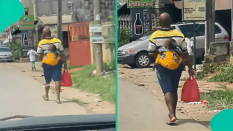 Heartwarming Video of Nigerian Dad Backing Child in Anambra Sparks Online Reactions