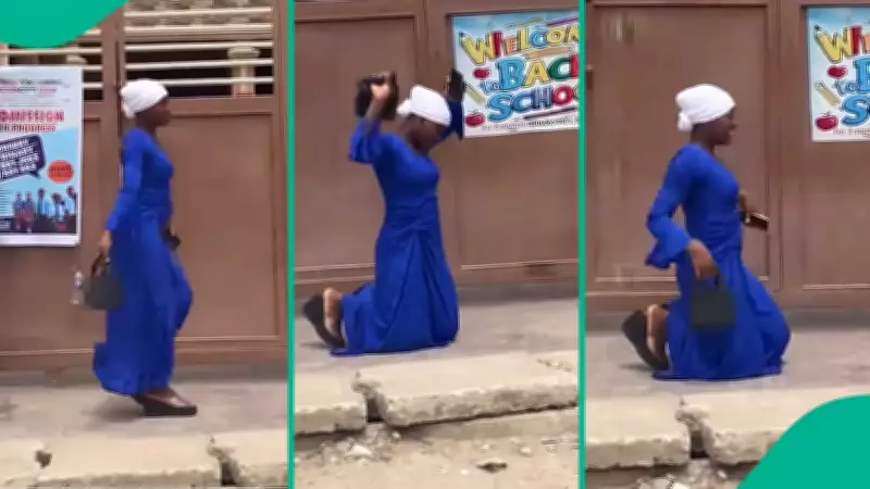 JAMB 2026 Candidate Kneels in Gratitude After Locating Her Exam Venue Ahead of Schedule
