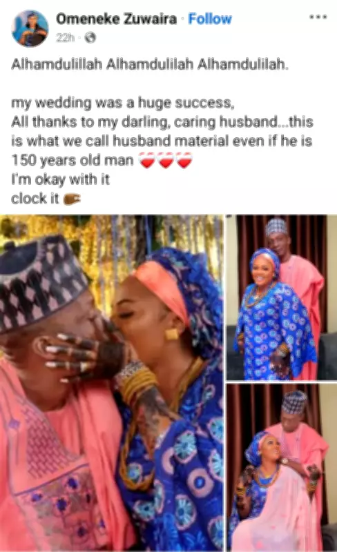Nigerian Bride Defends Her Marriage, Says She's Fine Even If Husband Is 150 Years Old