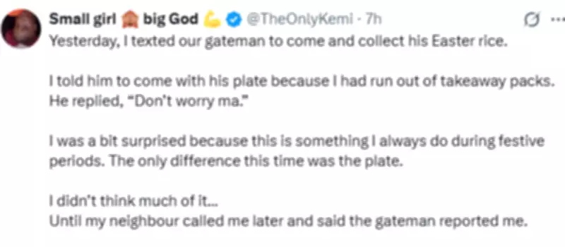 Nigerian Lady Seeks Opinion After Gateman Rejects Easter Food Offer