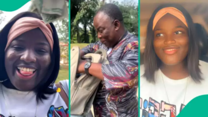 Nigerian Student's Viral Campus Encounter with Lecturer Father Who Surprised Her with Cash