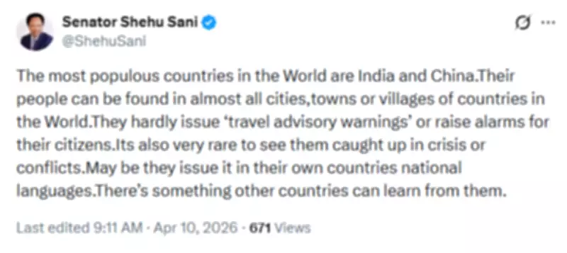 Senator Sani: Countries Should Learn Travel Advisory Approach from India, China