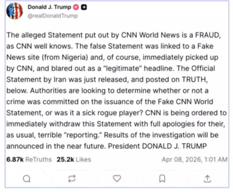 Trump Threatens CNN Over Iran Report Tied to Nigerian Fake News Site