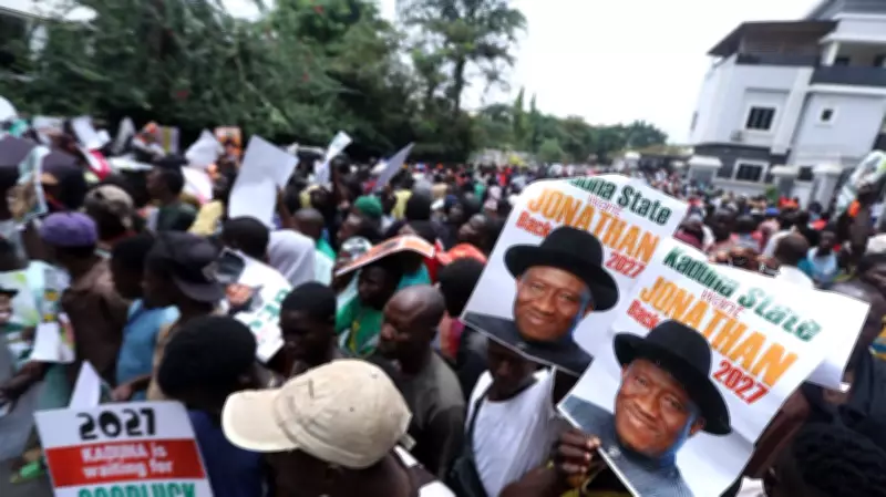 Youths and Civil Society Groups Rally at Jonathan's Office, Demand 2027 Presidential Run