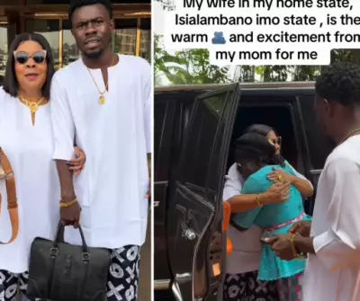 Nigerian Man Married to Older White Woman Shares Heartwarming Mum Meeting Video