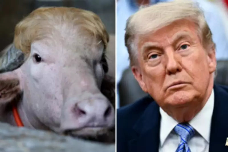 Albino Buffalo Named 'Donald Trump' Spared from Eid Sacrifice in Bangladesh