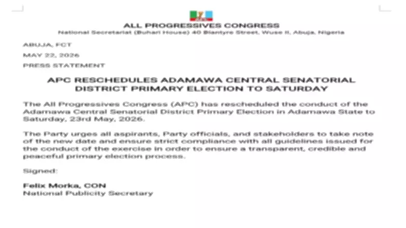 APC Reschedules Adamawa Central Senatorial Primary to May 23
