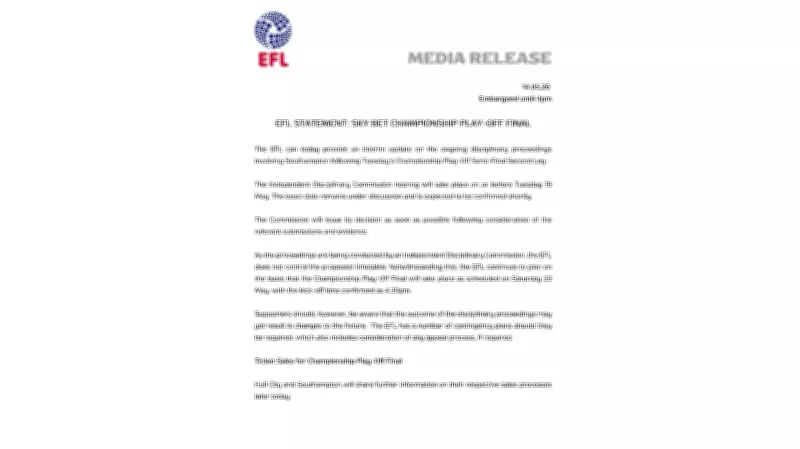 EFL Warns Play-Off Final May Change Amid Southampton Case