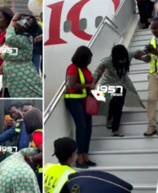 Ghanaian Lady Evacuated from South Africa Breaks Down in Tears Upon Returning Home