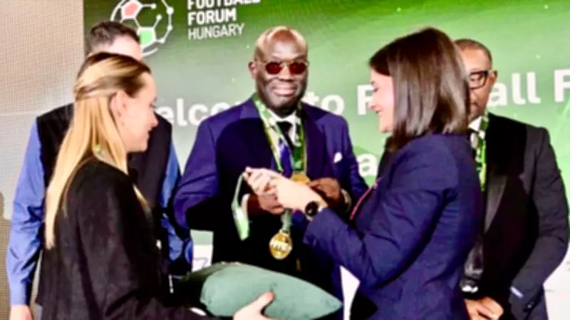 Hungary Football Forum 2026 Honours Dr. Drew Uyi with Medal