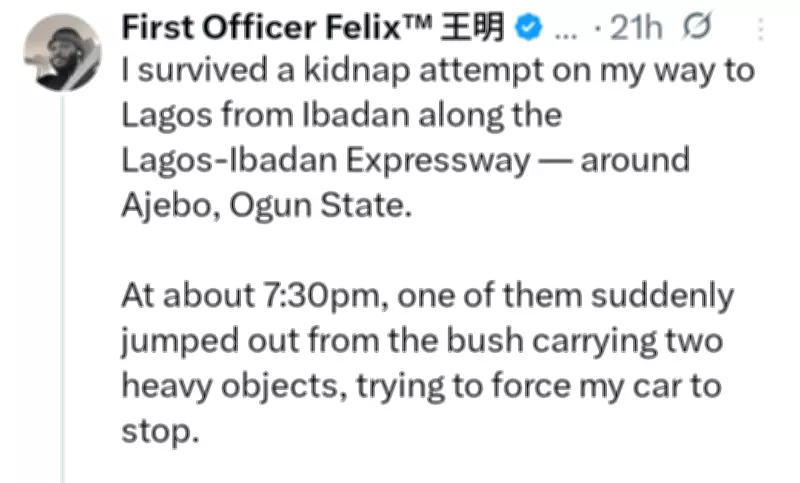 Man Survives Kidnap Attempt on Lagos-Ibadan Expressway, Laments Nigeria's State