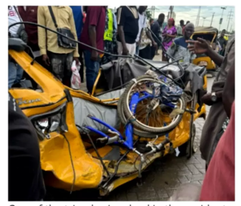 Many Injured as Car Crashes into Commercial Tricycles in Lagos