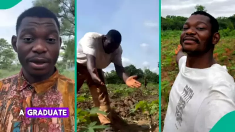 Nigerian Graduate Leaves City Life to Become a Farmer in Village, Video Goes Viral