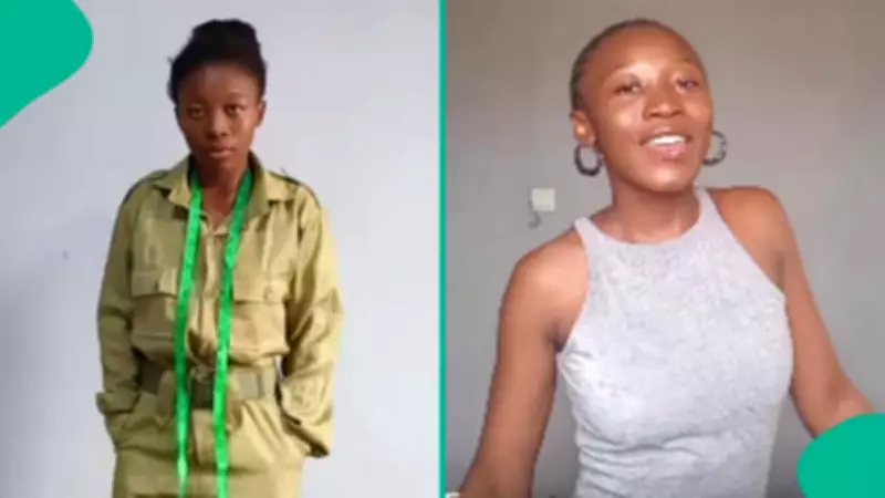 Nigerian Lady Goes Viral for Stunning NYSC Uniform Transformation into Chic Romper