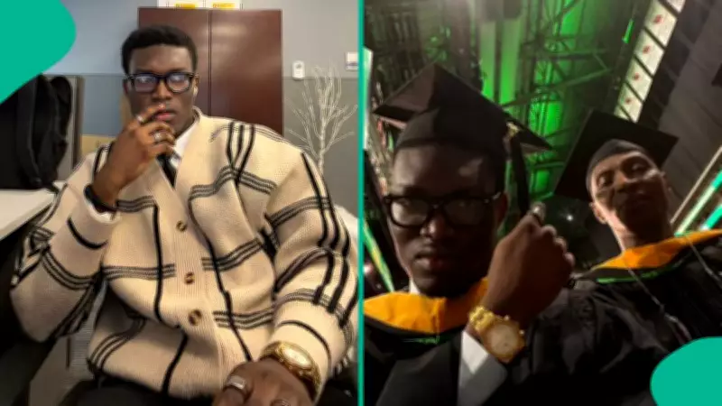 Nigerian Man and Father Graduate Together with Same Degree in US University