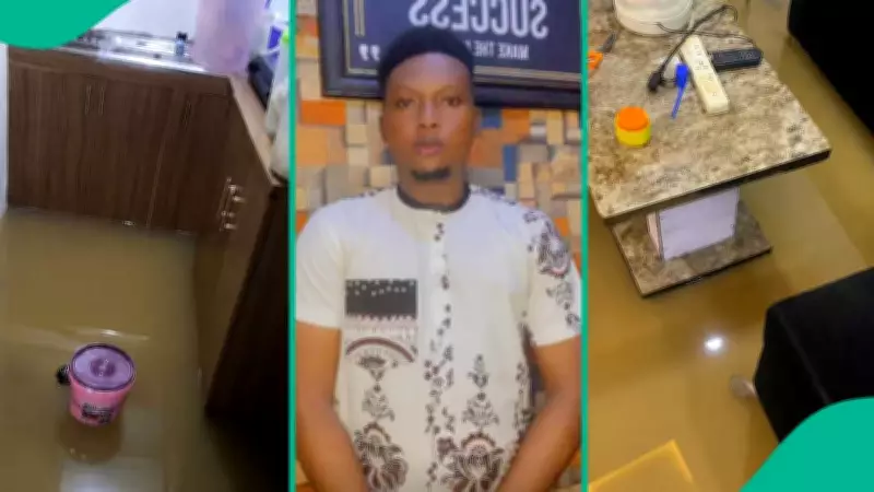 Nigerian Man Heartbroken as Newly Rented Apartment Floods After Heavy Rain