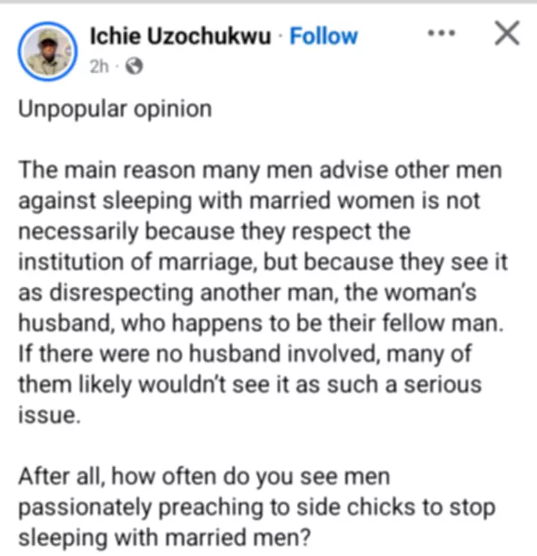 Nigerian Man Reveals Why Men Advise Against Sleeping with Married Women