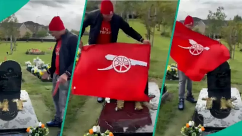 Nigerian Man Visits Late Friend's Grave to Celebrate Arsenal Premier League Win