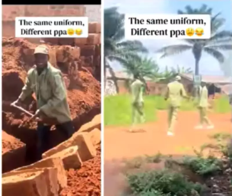 NYSC Corp Member Jokes After Spotting Man in Uniform at Building Site