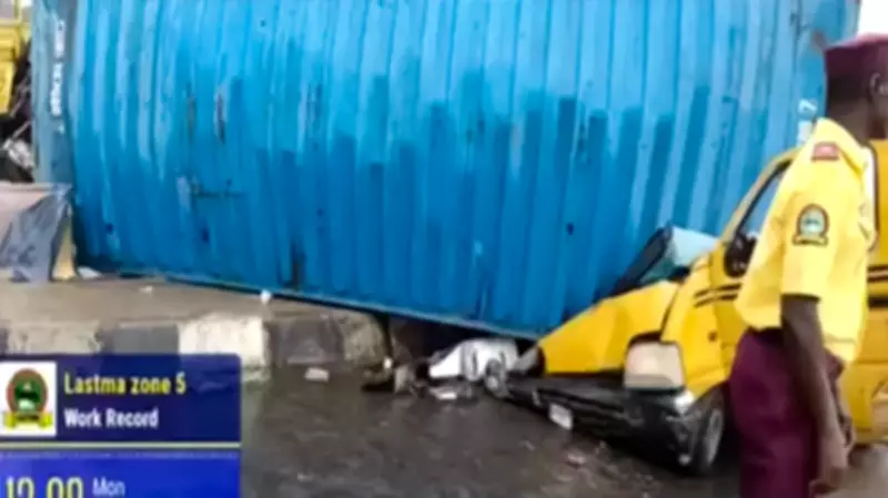 One Hospitalised as Container Falls on Bus in Lagos Accident