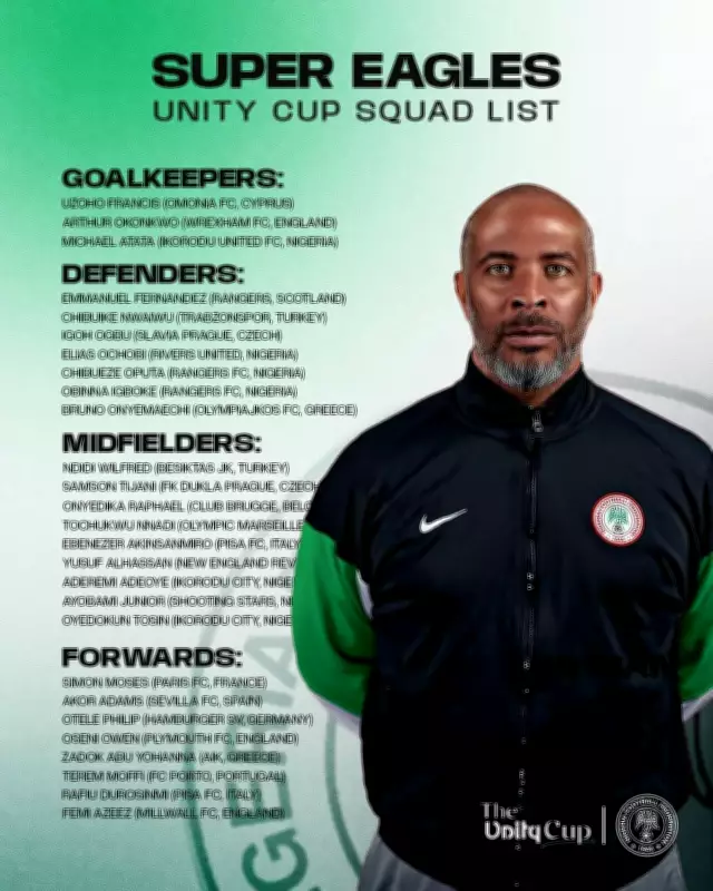 Super Eagles Coach Eric Chelle Names 26-Man Squad for Unity Cup