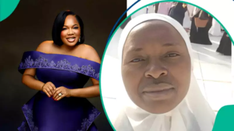 Toyin Abraham Reacts as Fan Prays for Her at Kaaba in Mecca