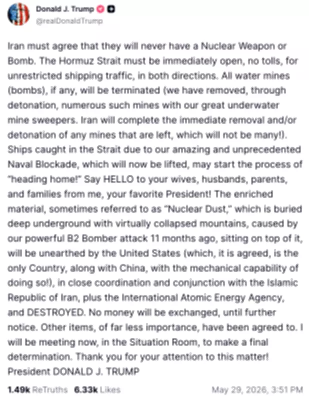 Trump Claims Strait of Hormuz Blockade to Be Lifted in Iran Deal