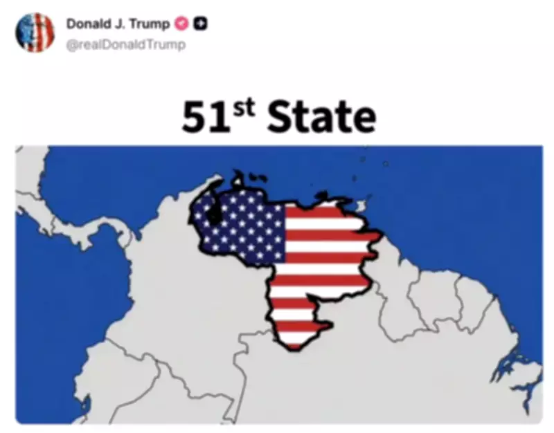 Trump Posts Graphic of Venezuela as 51st US State, Sparks Controversy