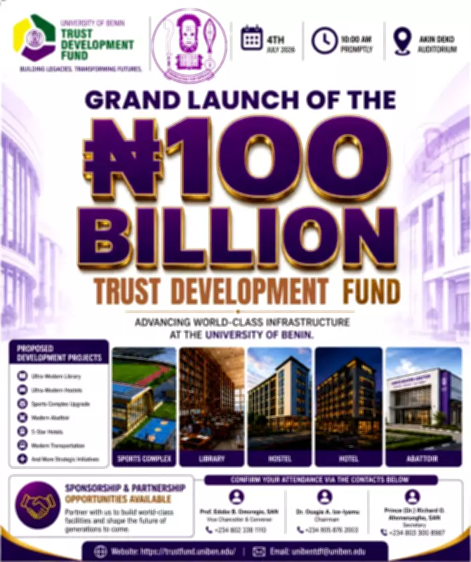 UNIBEN Trust Fund Launches N100 Billion Drive for Sustainable Development