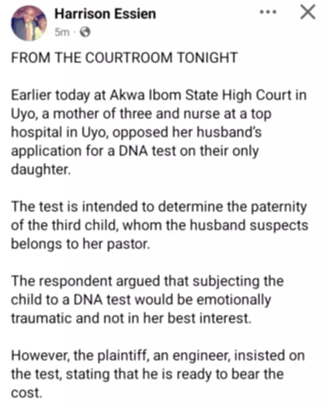 Woman Opposes Husband's DNA Test Request for Daughter in Uyo Court