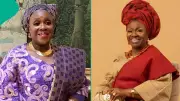 Joke Silva Kneels to Greet Mama Rainbow at AMVCA Event, Fans Compare Their Ages