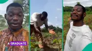 Nigerian Graduate Leaves City Life to Become a Farmer in Village, Video Goes Viral