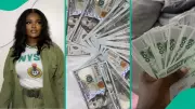 NYSC Member Flaunts Dollars and Naira, Says Nigeria Served Her