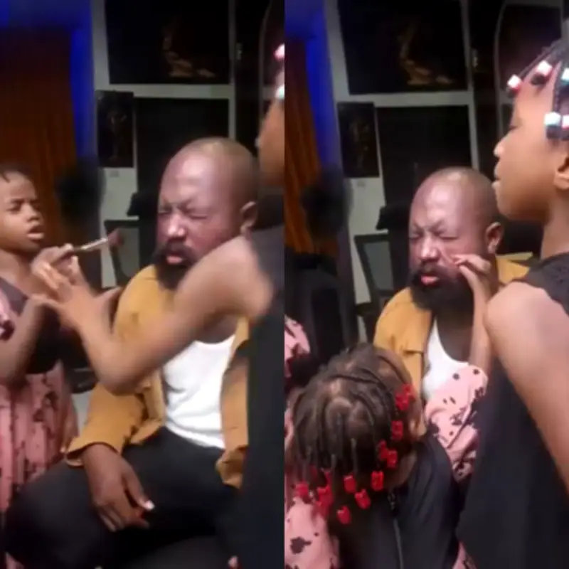Dad Unbothered as Daughters Fight Over Who Does His Makeup